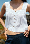 Izabel White Cotton Sleeveless Top