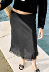 Valeria Crepe de Chine Black Midi Skirt