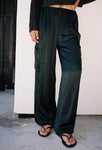 Marceau Black Satin Cargo Pant