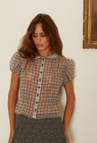 Yvonne Sheer Plaid Organza Top